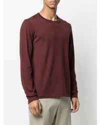 dunkelrotes Langarmshirt von Jil Sander