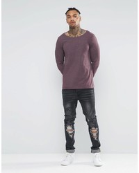 dunkelrotes Langarmshirt von Asos