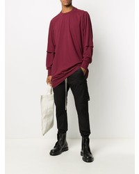 dunkelrotes Langarmshirt von Rick Owens DRKSHDW