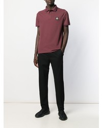 dunkelrotes Polohemd von Stone Island