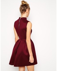 dunkelrotes Skaterkleid von Asos