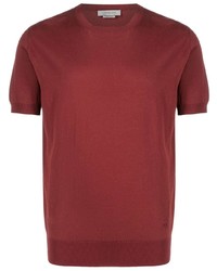 dunkelrotes Strick T-Shirt mit einem Rundhalsausschnitt von Corneliani