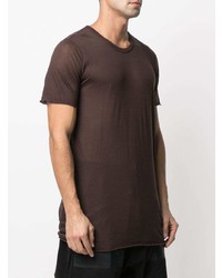 dunkelrotes Strick T-Shirt mit einem Rundhalsausschnitt von Rick Owens