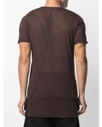 dunkelrotes Strick T-Shirt mit einem Rundhalsausschnitt von Rick Owens