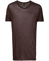 dunkelrotes Strick T-Shirt mit einem Rundhalsausschnitt von Rick Owens