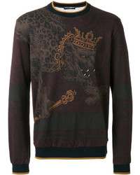 dunkelrotes Sweatshirt mit Leopardenmuster