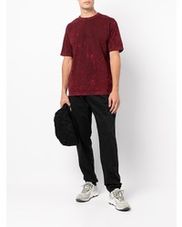 dunkelrotes Mit Batikmuster T-Shirt mit einem Rundhalsausschnitt von Stone Island