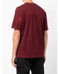 dunkelrotes Mit Batikmuster T-Shirt mit einem Rundhalsausschnitt von Stone Island