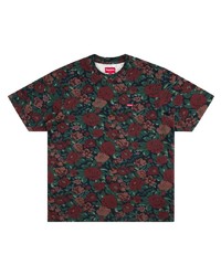 dunkelrotes T-Shirt mit einem Rundhalsausschnitt mit Blumenmuster von Supreme