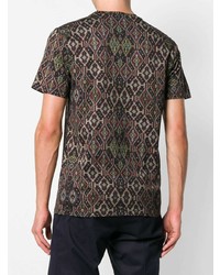 dunkelrotes T-Shirt mit einem Rundhalsausschnitt mit geometrischem Muster von Etro