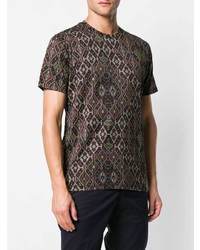dunkelrotes T-Shirt mit einem Rundhalsausschnitt mit geometrischem Muster von Etro