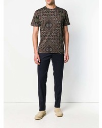 dunkelrotes T-Shirt mit einem Rundhalsausschnitt mit geometrischem Muster von Etro