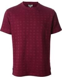 dunkelrotes T-Shirt mit einem Rundhalsausschnitt mit geometrischem Muster von Kenzo