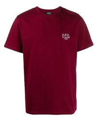 dunkelrotes T-Shirt mit einem Rundhalsausschnitt von A.P.C.