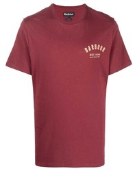 dunkelrotes T-Shirt mit einem Rundhalsausschnitt von Barbour