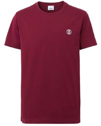 dunkelrotes T-Shirt mit einem Rundhalsausschnitt von Burberry