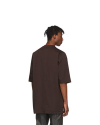 dunkelrotes T-Shirt mit einem Rundhalsausschnitt von Rick Owens