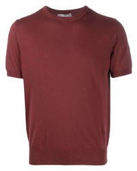 dunkelrotes T-Shirt mit einem Rundhalsausschnitt von Canali