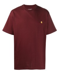 dunkelrotes T-Shirt mit einem Rundhalsausschnitt von Carhartt WIP