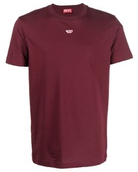 dunkelrotes T-Shirt mit einem Rundhalsausschnitt von Diesel