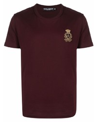 dunkelrotes T-Shirt mit einem Rundhalsausschnitt von Dolce & Gabbana
