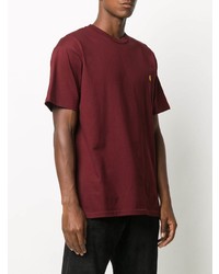 dunkelrotes T-Shirt mit einem Rundhalsausschnitt von Carhartt WIP
