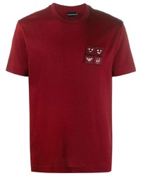 dunkelrotes T-Shirt mit einem Rundhalsausschnitt von Emporio Armani