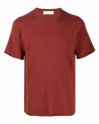 dunkelrotes T-Shirt mit einem Rundhalsausschnitt von Extreme Cashmere