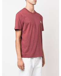 dunkelrotes T-Shirt mit einem Rundhalsausschnitt von MAISON KITSUNÉ