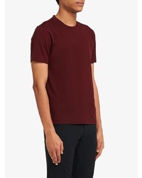 dunkelrotes T-Shirt mit einem Rundhalsausschnitt von Prada