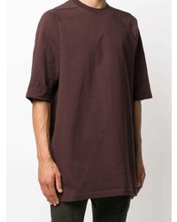 dunkelrotes T-Shirt mit einem Rundhalsausschnitt von Rick Owens