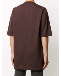 dunkelrotes T-Shirt mit einem Rundhalsausschnitt von Rick Owens