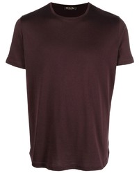 dunkelrotes T-Shirt mit einem Rundhalsausschnitt von Loro Piana