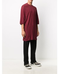 dunkelrotes T-Shirt mit einem Rundhalsausschnitt von Rick Owens DRKSHDW