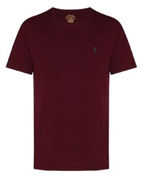 dunkelrotes T-Shirt mit einem Rundhalsausschnitt von Polo Ralph Lauren