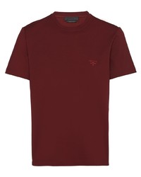 dunkelrotes T-Shirt mit einem Rundhalsausschnitt von Prada