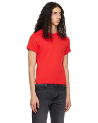 dunkelrotes T-Shirt mit einem Rundhalsausschnitt von Courrèges
