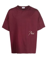 dunkelrotes T-Shirt mit einem Rundhalsausschnitt von Rhude