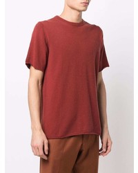 dunkelrotes T-Shirt mit einem Rundhalsausschnitt von Extreme Cashmere