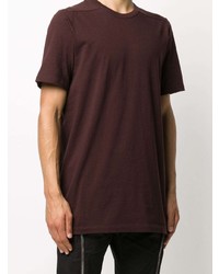 dunkelrotes T-Shirt mit einem Rundhalsausschnitt von Rick Owens