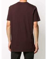 dunkelrotes T-Shirt mit einem Rundhalsausschnitt von Rick Owens