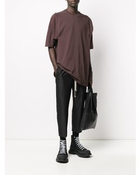 dunkelrotes T-Shirt mit einem Rundhalsausschnitt von Rick Owens