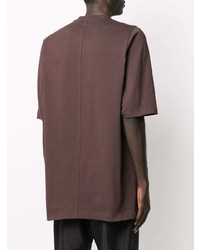 dunkelrotes T-Shirt mit einem Rundhalsausschnitt von Rick Owens