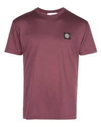 dunkelrotes T-Shirt mit einem Rundhalsausschnitt von Stone Island