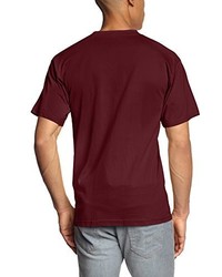 dunkelrotes T-Shirt mit einem Rundhalsausschnitt