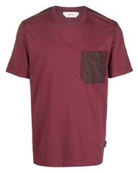 dunkelrotes T-Shirt mit einem Rundhalsausschnitt von Z Zegna