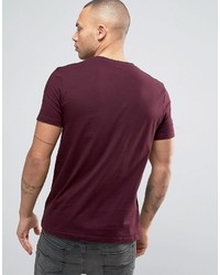 dunkelrotes T-Shirt mit einem V-Ausschnitt von Asos