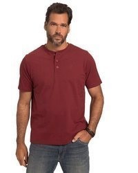 dunkelrotes T-shirt mit einer Knopfleiste von JP1880