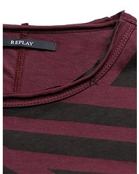 dunkelrotes T-shirt von Replay