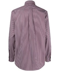 dunkelrotes vertikal gestreiftes Langarmhemd von Polo Ralph Lauren